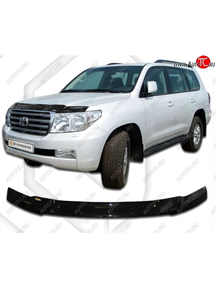 Дефлектор капота CA-Plastiс Toyota Land Cruiser 200 1-ый рестайлинг (2012-2015) (Classic черный, Без надписи)  в Керчи Республика Крым