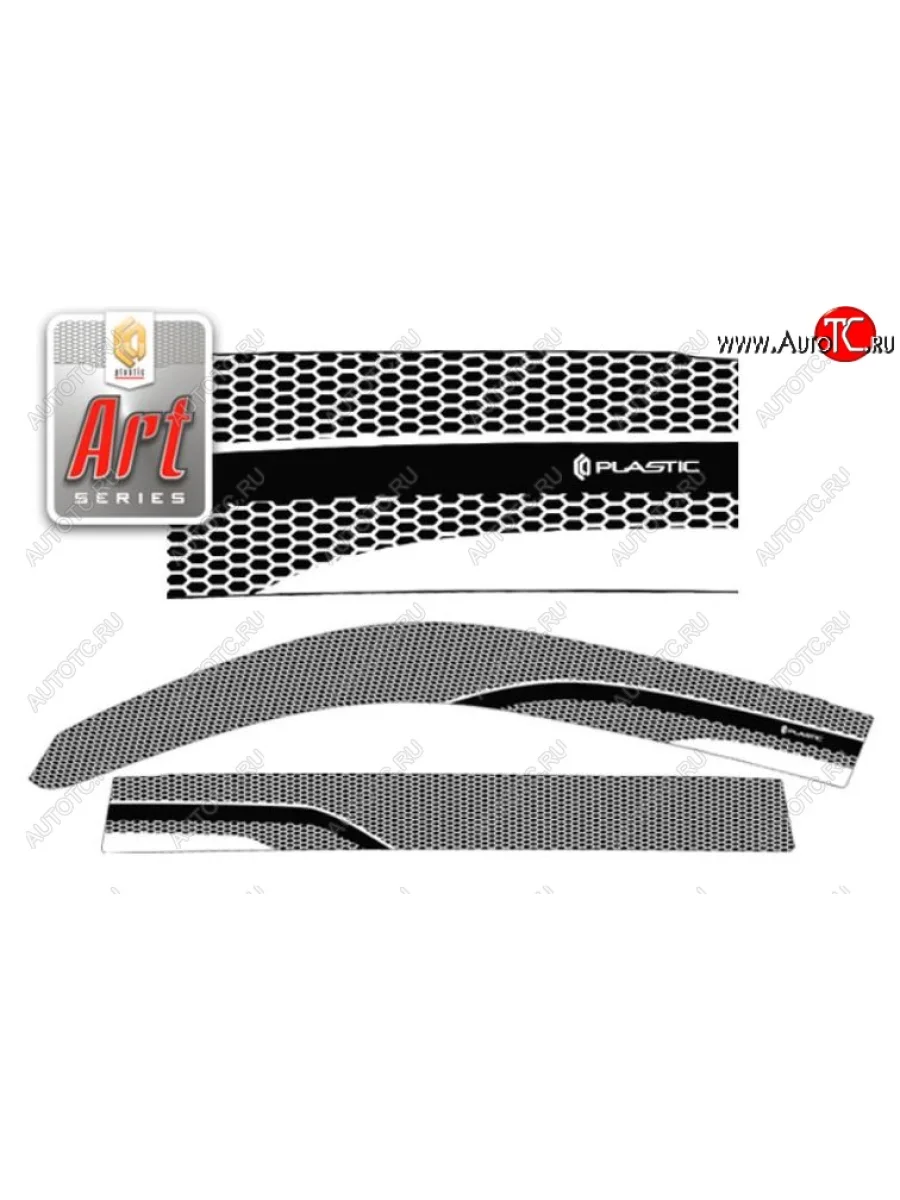 Дефлектора окон CA-Plastic Toyota Land Cruiser 200 1-ый рестайлинг (2012-2015) (Серия Art белая, Без хром.молдинга, Крепление только на скотч)  в Перми Пермском крае