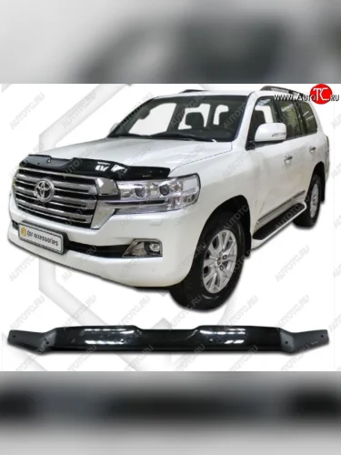 Дефлектор капота CA-Plastiс (Classic черный) Toyota Land Cruiser 200 2-ой рестайлинг (2015-2021)