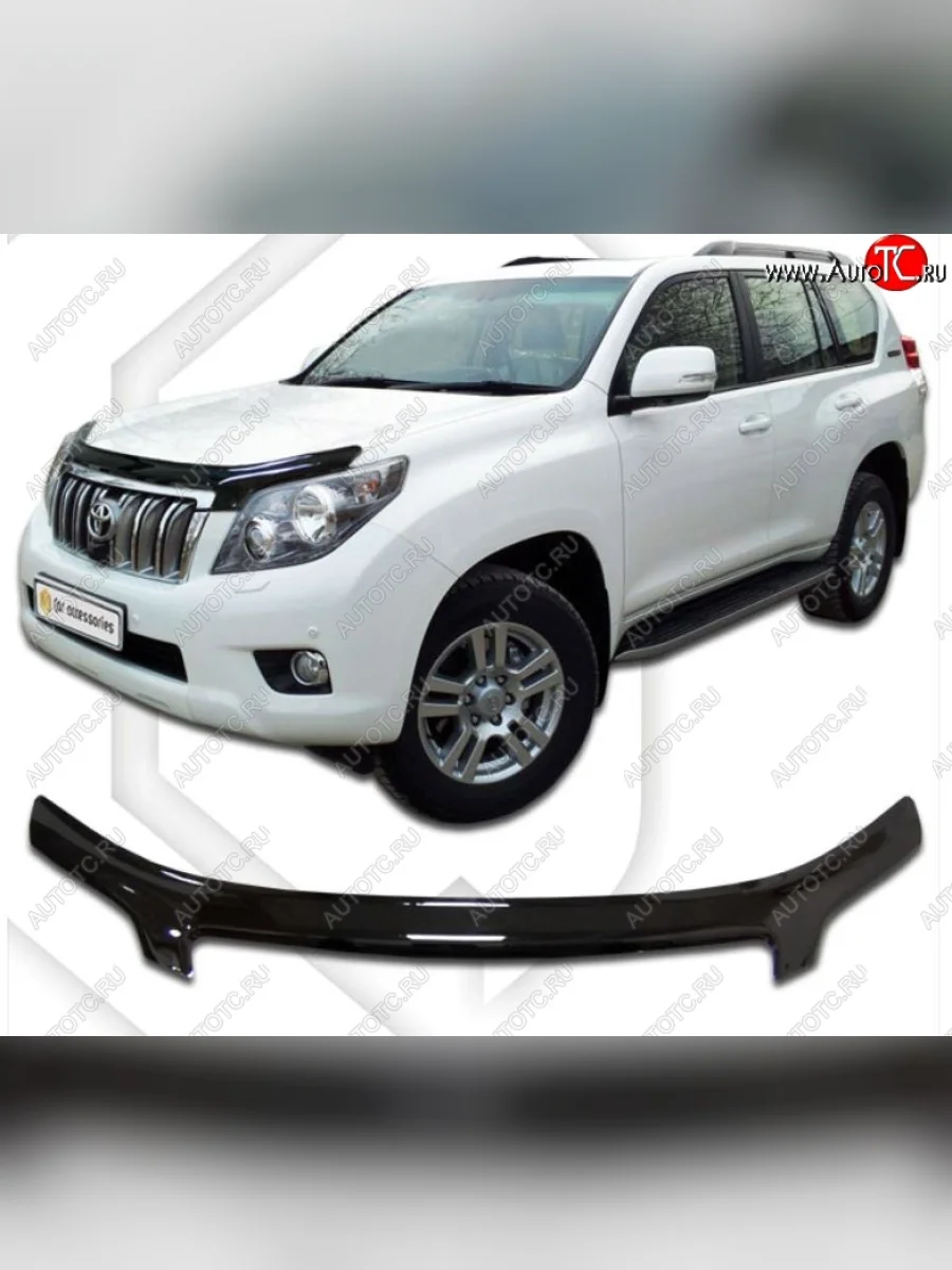 Дефлектор капота CA-Plastiс Toyota Land Cruiser Prado J150 дорестайлинг (2009-2013) (серия Classic черный, Без надписи)  в Керчи Республика Крым