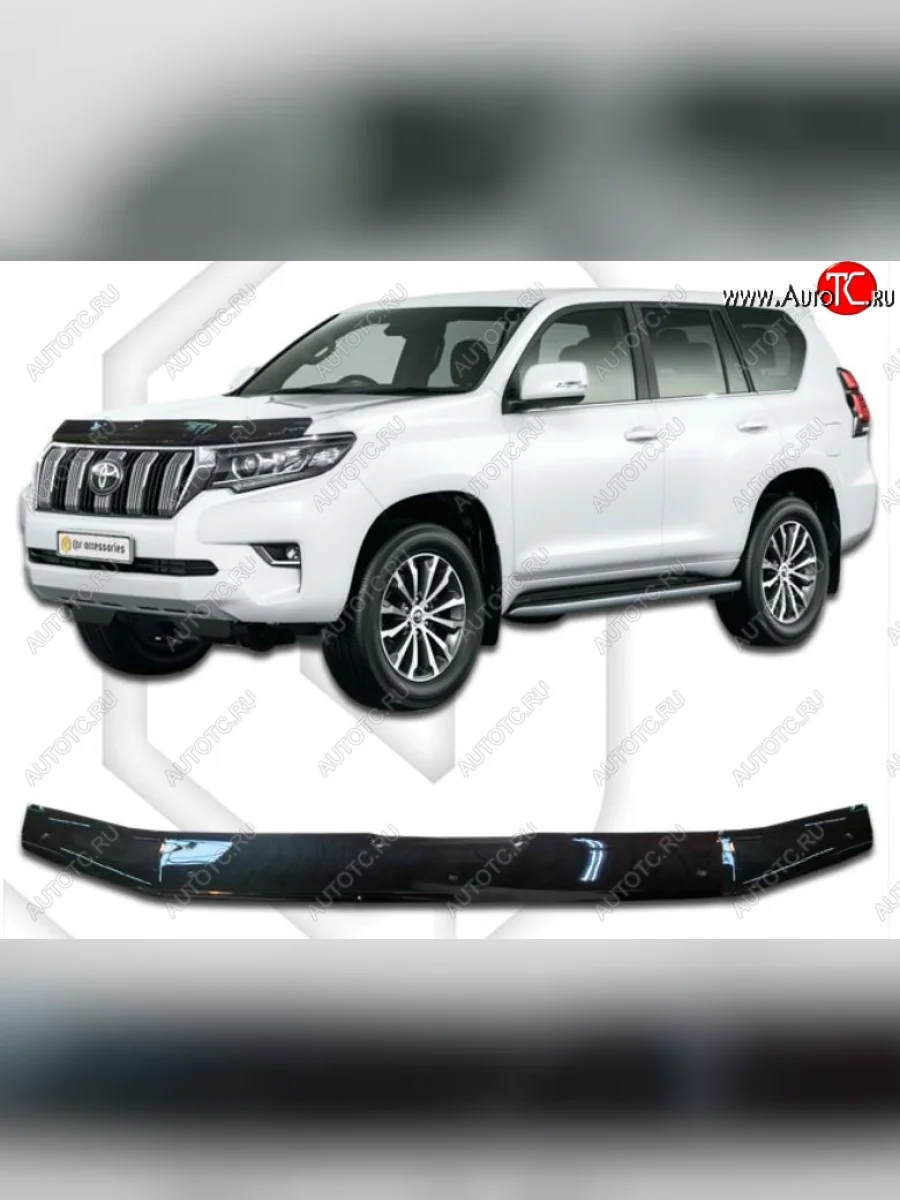 Дефлектор капота CA-Plastic Toyota Land Cruiser Prado J150 2-ой рестайлинг (2017-2020) (Classic черный, Без надписи)  в Воронеже Воронежской области