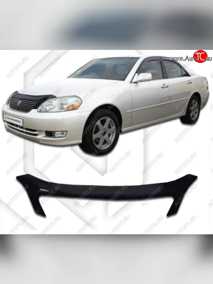 Дефлектор капота CA-Plastiс Toyota Mark 2 X110 седан дорестайлинг (2000-2002) (серия Classic черный, Без надписи)  в Керчи Республика Крым