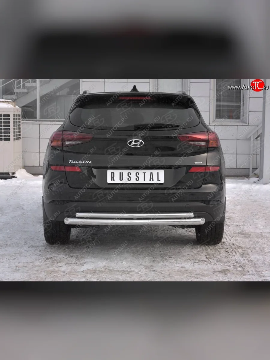 Защита заднего бампера (Ø63/42 мм, нержавейка) SLITKOFF  Hyundai Tucson (2018-2021) TL  В Кинешме Ивановской области