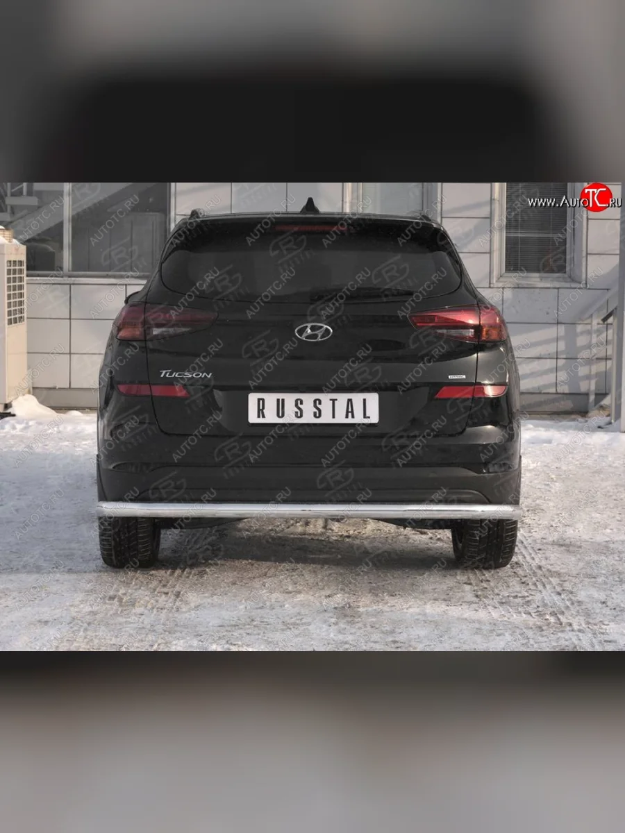 Защита заднего бампера (Ø63 мм, нержавейка) RUSSTAL Hyundai Tucson TL рестайлинг (2018-2021)  в Самаре Самарской области