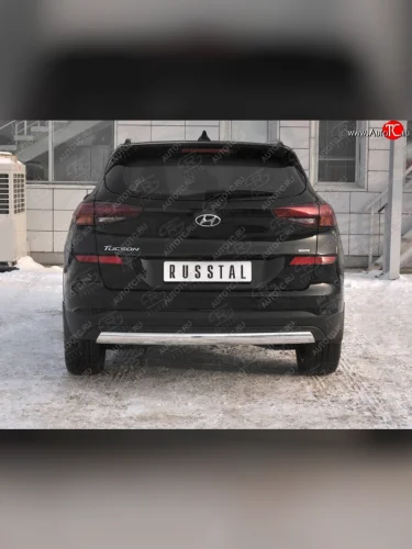 Защита заднего бампера (Ø75x42 мм, нержавейка) Russtal Hyundai Tucson TL рестайлинг (2018-2021)