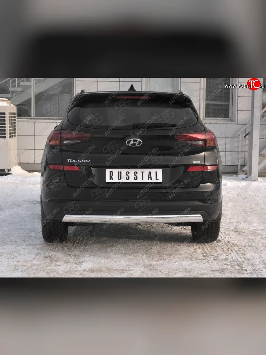 Защита заднего бампера (Ø75x42 мм, нержавейка) Russtal Hyundai Tucson TL рестайлинг (2018-2021)  в Самаре Самарской области