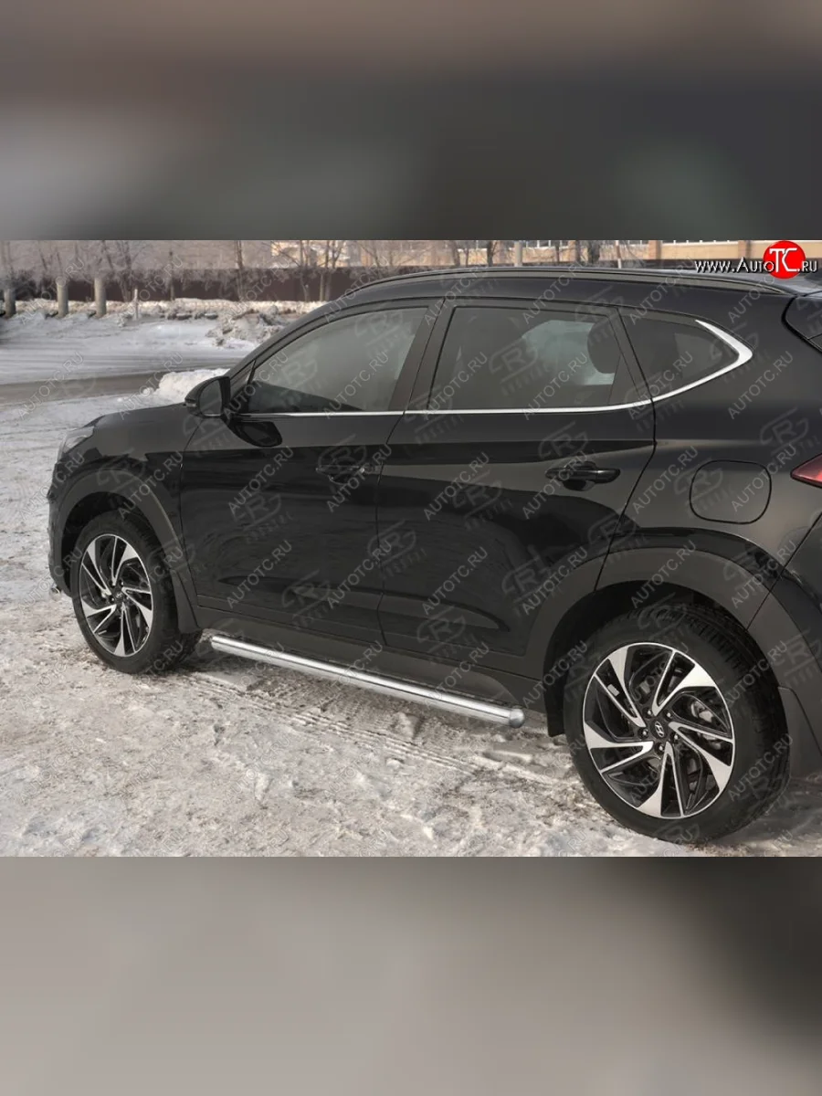 Защита порогов SLITKOFF (Ø63 мм)  Hyundai Tucson (2018-2021) TL (Металлические торцы под 90°)  в Самаре Самарской области