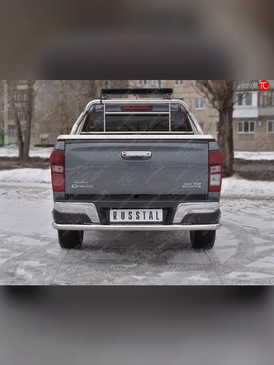 Защита заднего бампера (Ø63/63 мм, нержавейка) SLITKOFF Isuzu D-Max RT85,TFR DoubleCab рестайлинг (2015-2021)  с доставкой в г. Керчь