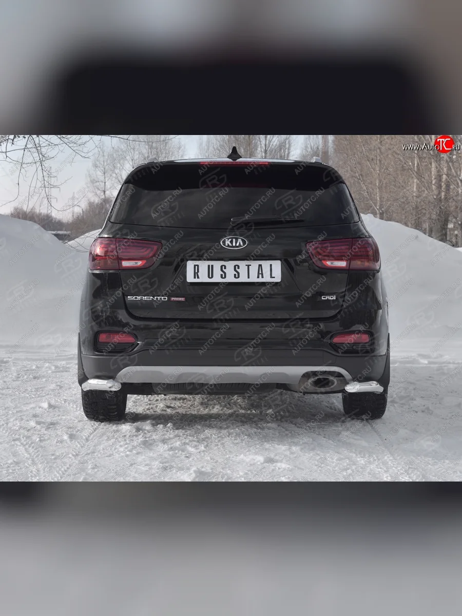 Защита заднего бампера (Ø63 мм уголки, нержавейка) SLITKOFF KIA Sorento UM/Prime рестайлинг (2018-2020)  в Перми Пермском крае