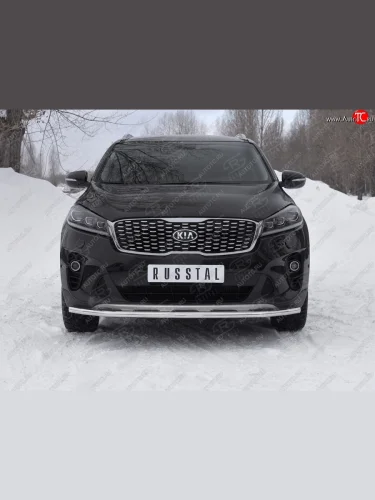 Защита переднего бампера (Ø42 мм, нержавейка) SLITKOFF KIA Sorento  UM/Prime (2018-2020) рестайлинг