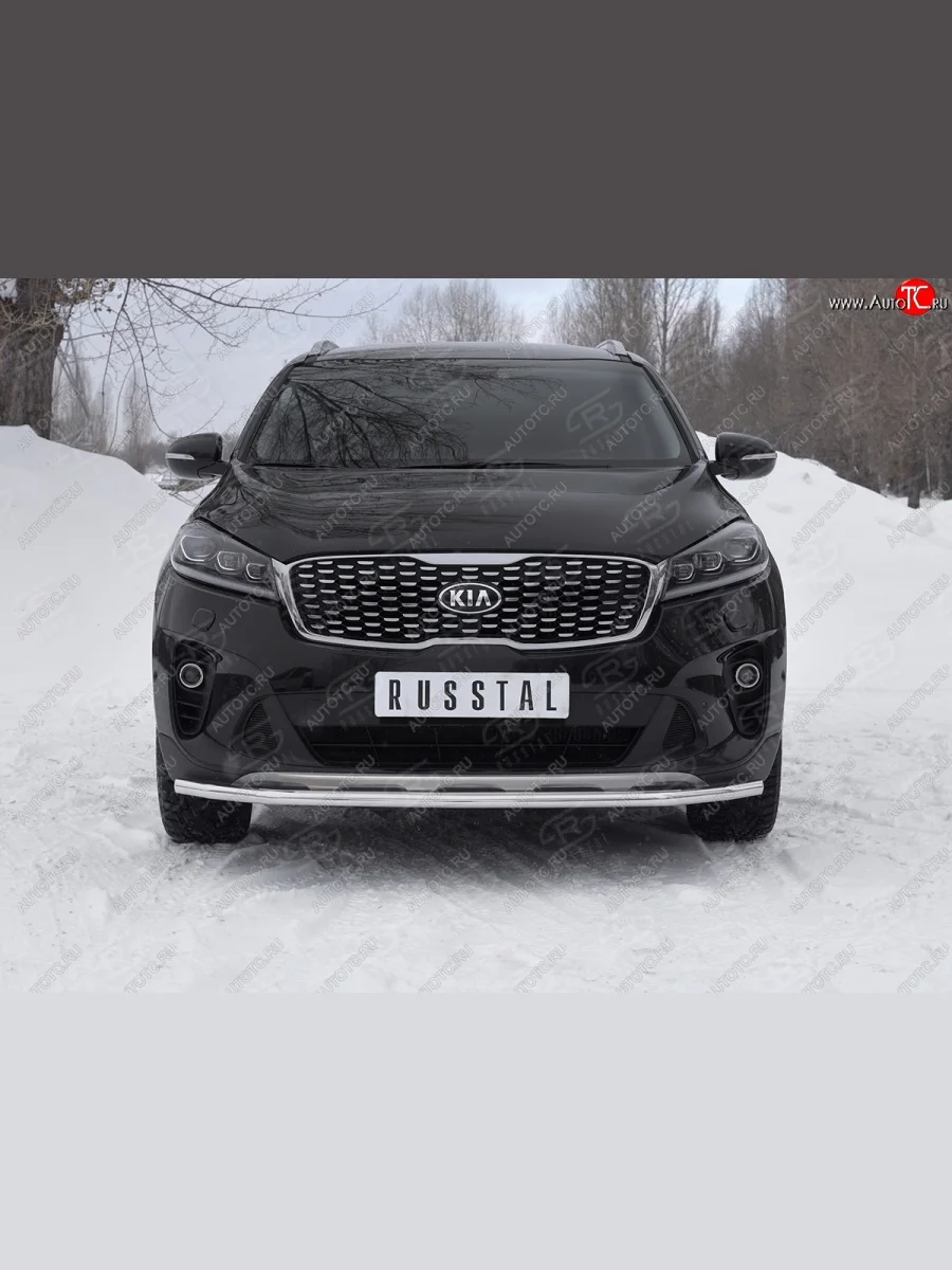 Защита переднего бампера (Ø42 мм, нержавейка) SLITKOFF KIA Sorento UM/Prime рестайлинг (2018-2020)  в Перми Пермском крае