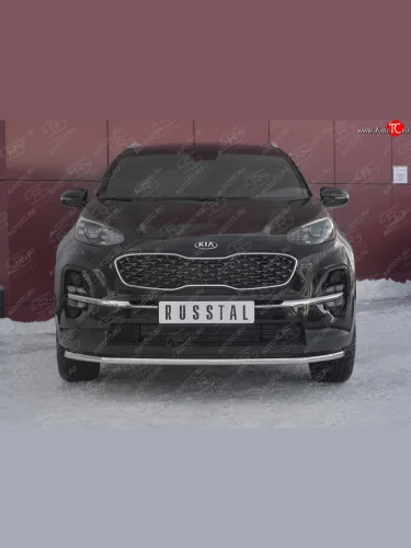 Защита переднего бампера (Ø42 мм, нержавейка) SLITKOFF KIA Sportage  4 QL (2018-2022) рестайлинг