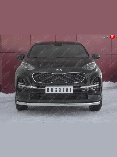 Защита переднего бампера (Ø 63 мм, нержавейка) SLITKOFF KIA Sportage  4 QL (2018-2022) рестайлинг