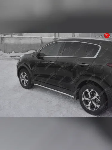 Защита порогов (Ø42 мм, нержавейка) SLITKOFF KIA Sportage  4 QL (2018-2022) рестайлинг
