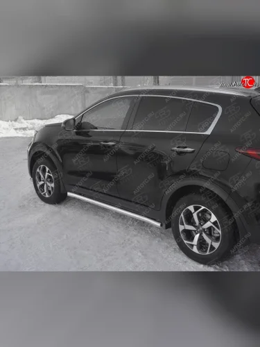 Защита порогов (Ø63 мм, нержавейка) SLITKOFF KIA Sportage  4 QL (2018-2022) рестайлинг