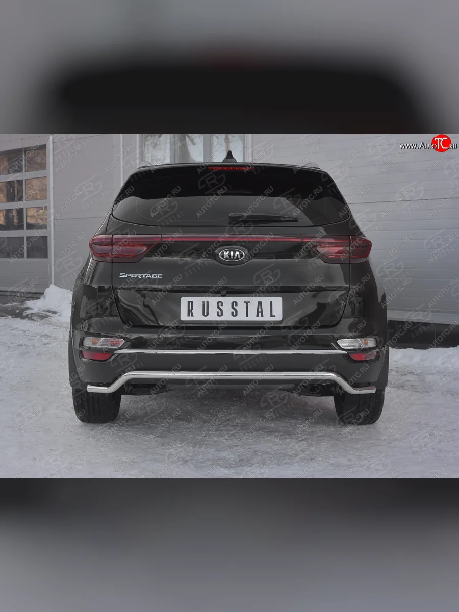 Защита заднего бампера (Ø63 мм волна, нержавейка) SLITKOFF  KIA Sportage (2018-2022) 4 QL  В Кинешме Ивановской области