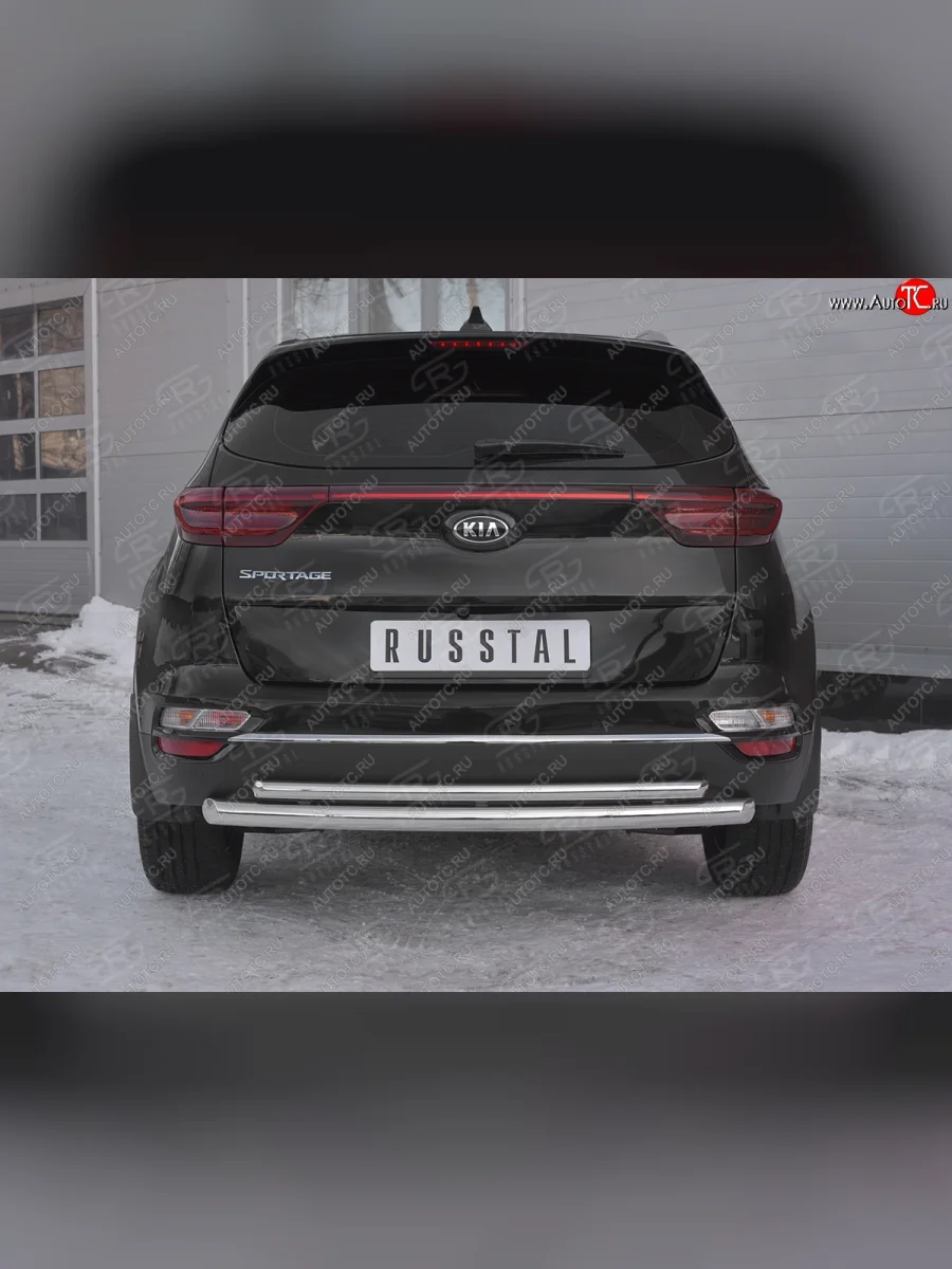 Защита заднего бампера (Ø63 и 42 мм, нержавейка) SLITKOFF  KIA Sportage (2018-2022) 4 QL  В Кинешме Ивановской области
