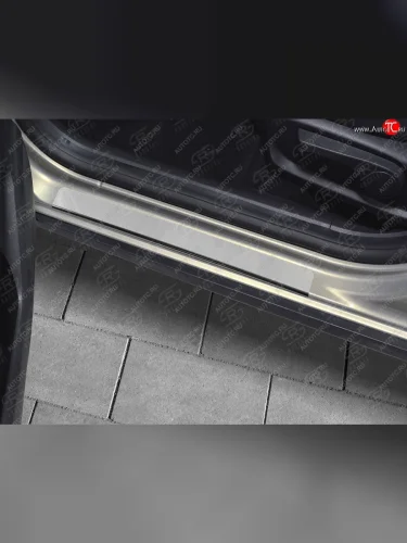 Пороги накладки Russtal (Нержавейка полированная) Лада ВАЗ Веста 2180 седан дорестайлинг (2015-2023)