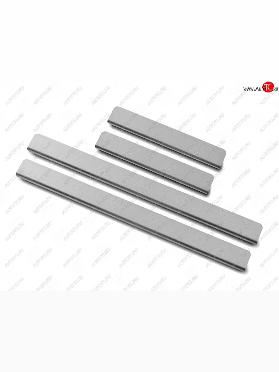 Пороги накладки Cross Russtal Лада ВАЗ Веста NG SW 2181 универсал рестайлинг (2022-2025) (Нержавейка шлифованная с надписью)  в Керчи Республика Крым