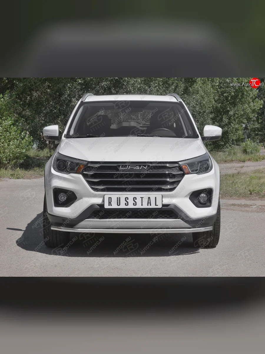 Защита переднего бампера (Ø42 мм, нержавейка) SLITKOFF  Lifan X70 (2018-2025)  в Перми Пермском крае
