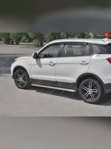 Порожки для ног SLITKOFF (Ø42 мм) (Лист нержавейка, труба - нержавейка) Lifan X70 (2018-2025)