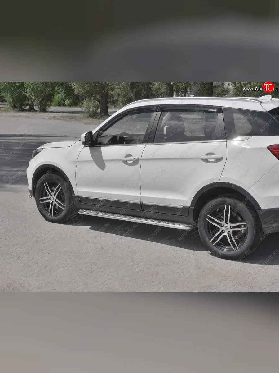 Порожки для ног SLITKOFF (Ø42 мм) Lifan X70 (2018-2025) (Лист нержавейка, труба - нержавейка)  в Перми Пермском крае