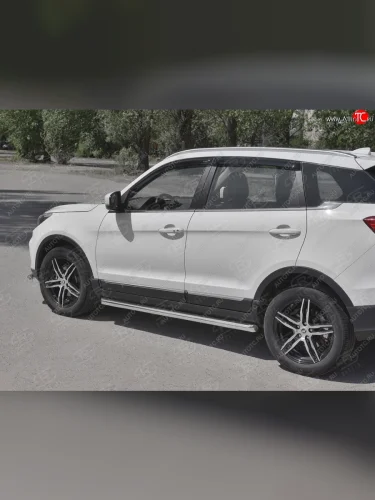 Защита порогов (Ø63 мм, нержавейка) SLITKOFF (Металлические торцы под 45°) Lifan X70 (2018-2025)