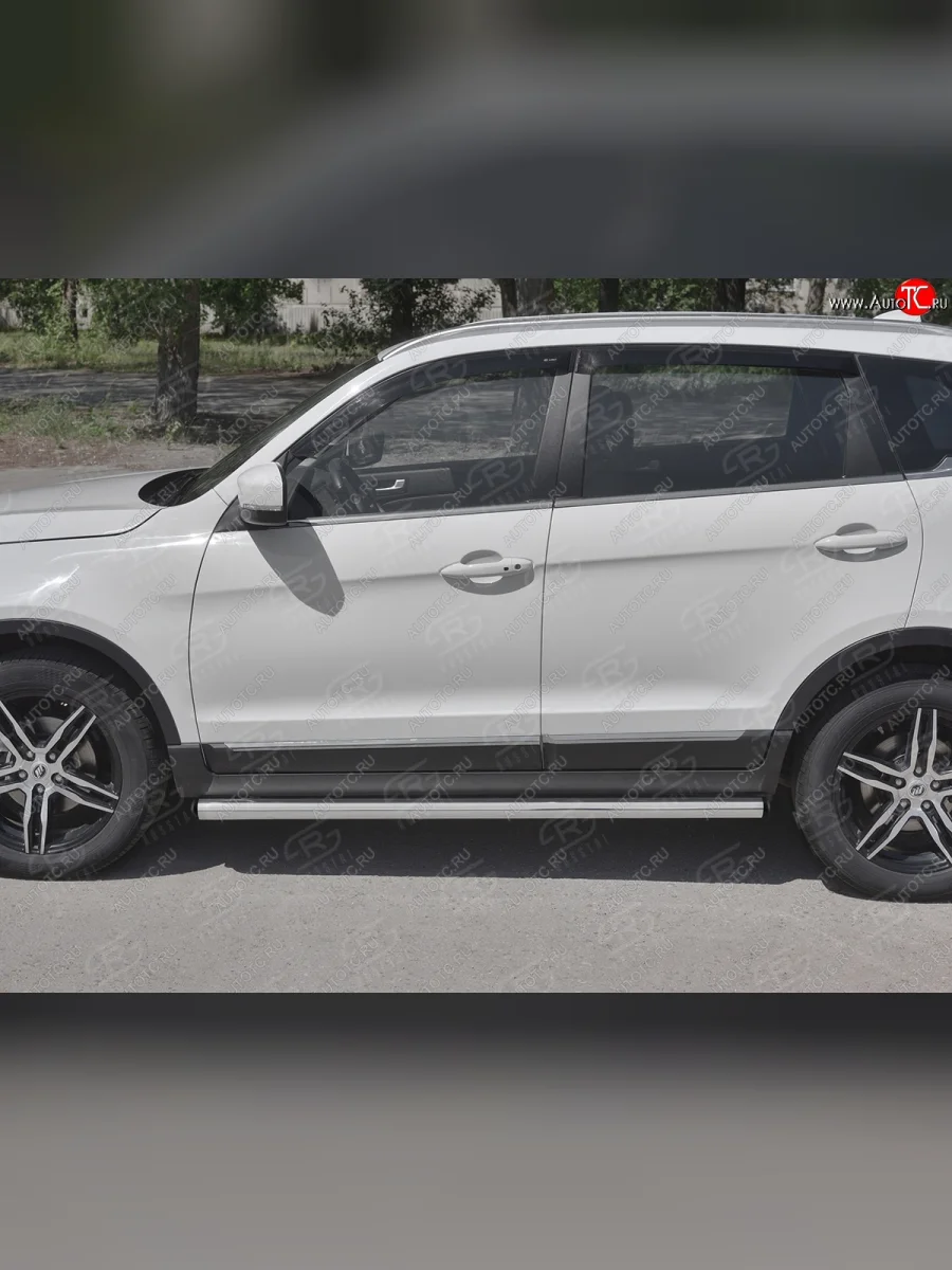 Защита порогов (Ø63 мм, нержавейка) SLITKOFF Lifan X70 (2018-2025) (С пластиковыми заглушками на торцах)  в Керчи Республика Крым