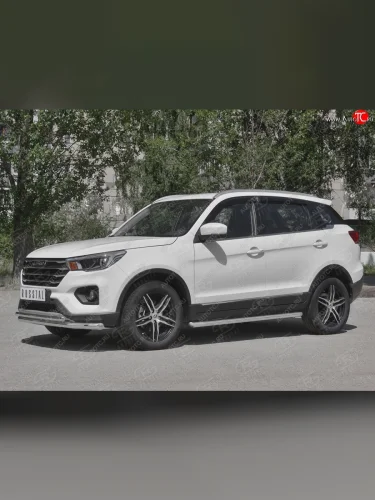 Защита порогов (Ø63 мм, нержавейка) SLITKOFF (Металлические торцы под 90°) Lifan X70 (2018-2025)