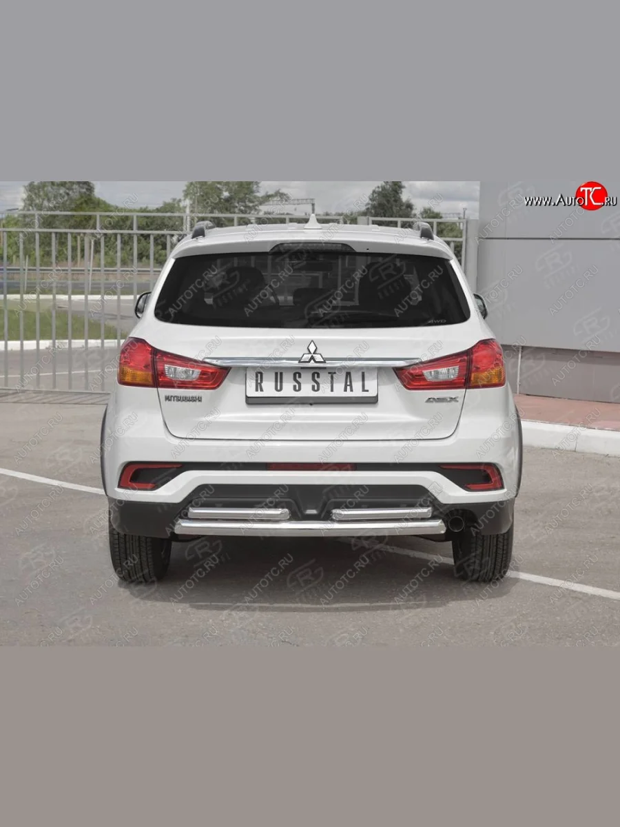 Защита заднего бампера (Ø63/2 по 42 мм, нержавейка) SLITKOFF Mitsubishi ASX 2-ой рестайлинг (2017-2020)  в Керчи Республика Крым