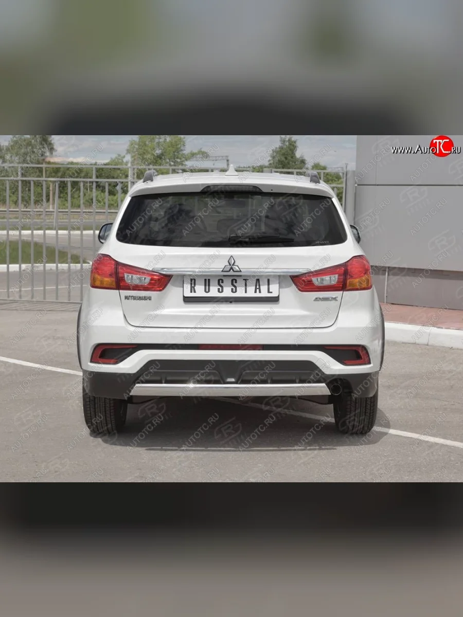 Защита заднего бампера (Ø75x42 мм, нержавейка) Russtal Mitsubishi ASX 2-ой рестайлинг (2017-2020)  в Керчи Республика Крым