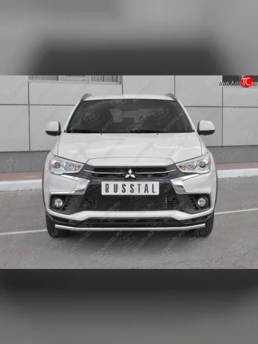 Защита переднего бампера (Ø42 мм, нержавейка) SLITKOFF Mitsubishi ASX (2017-2020) 2-ой рестайлинг