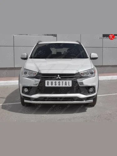 Защита переднего бампера (Ø63 мм, секции, нержавейка) SLITKOFF Mitsubishi ASX (2017-2020) 2-ой рестайлинг