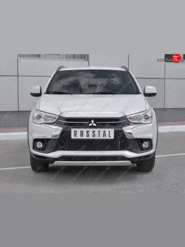 Защита переднего бампера (Ø75x42 мм, нержавейка) Russtal Mitsubishi ASX 2-ой рестайлинг (2017-2020)