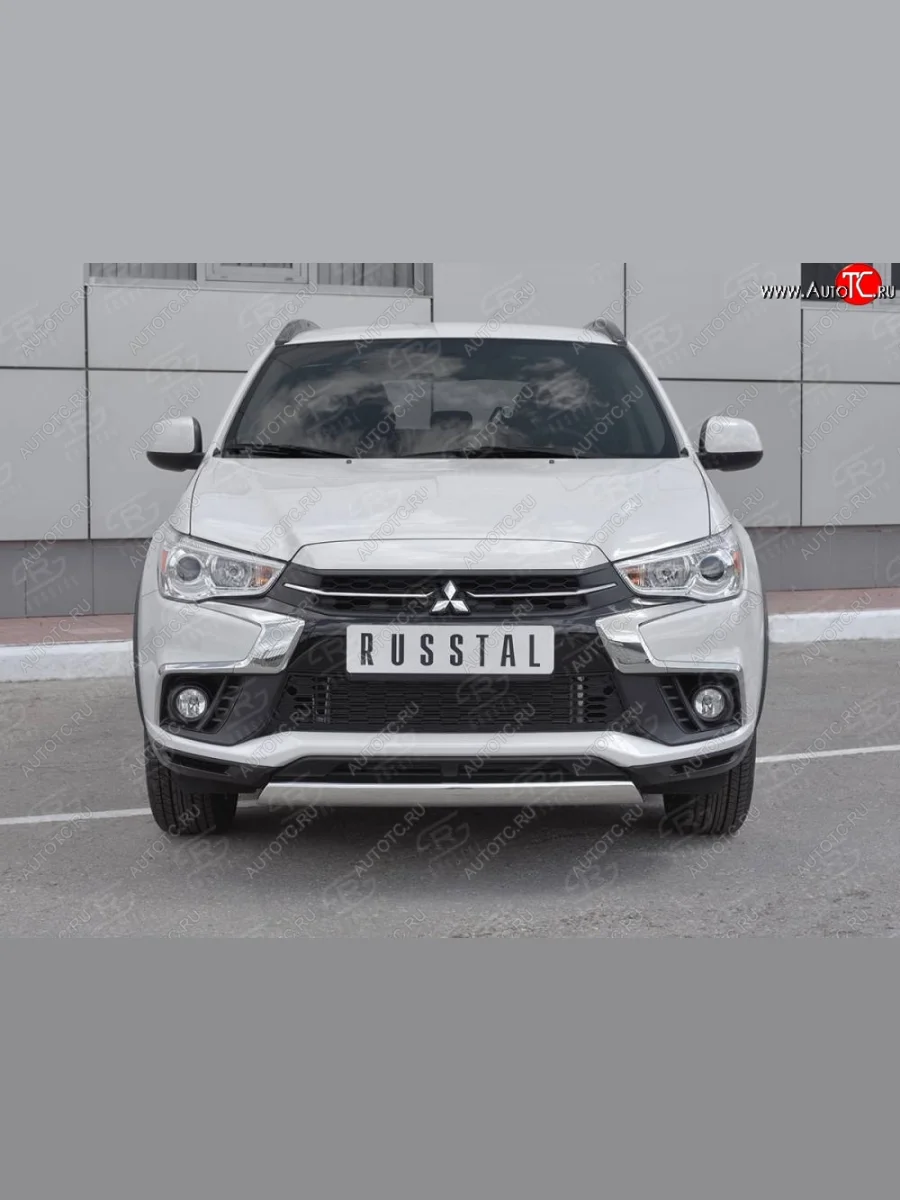 Защита переднего бампера (Ø75x42 мм, нержавейка) Russtal Mitsubishi ASX 2-ой рестайлинг (2017-2020)  в Керчи Республика Крым