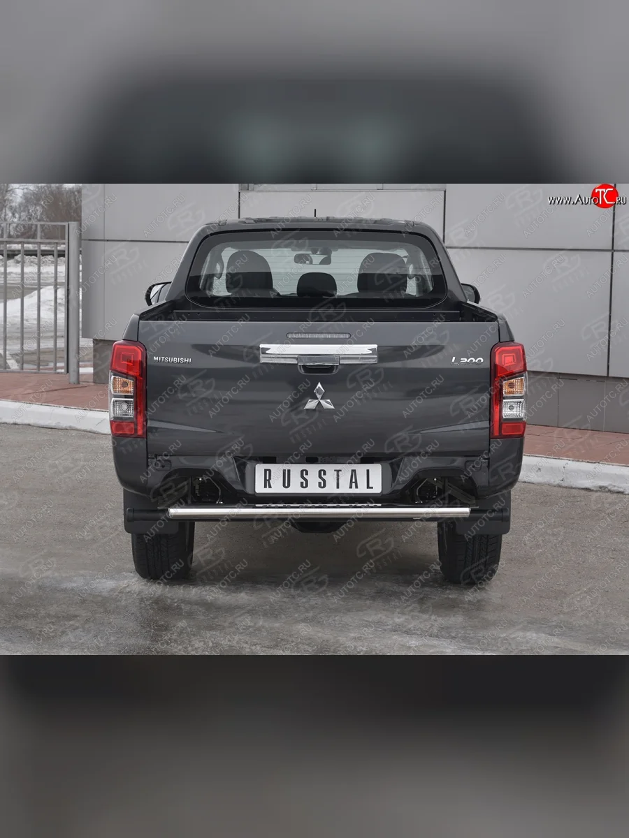 Защита заднего бампера (Ø120x60 мм с проступью, нержавейка) SLITKOFF  Mitsubishi L200 (2018-2022) 5 KK,KL  в Перми Пермском крае
