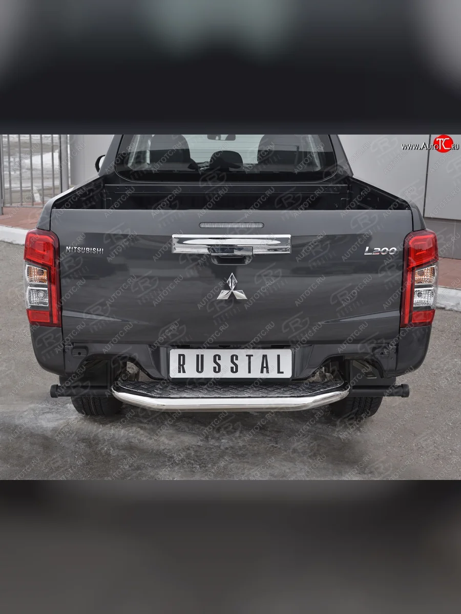 Защита заднего бампера (Ø63 мм, нержавейка) SLITKOFF  Mitsubishi L200 (2018-2022) 5 KK,KL  в Воронеже Воронежской области