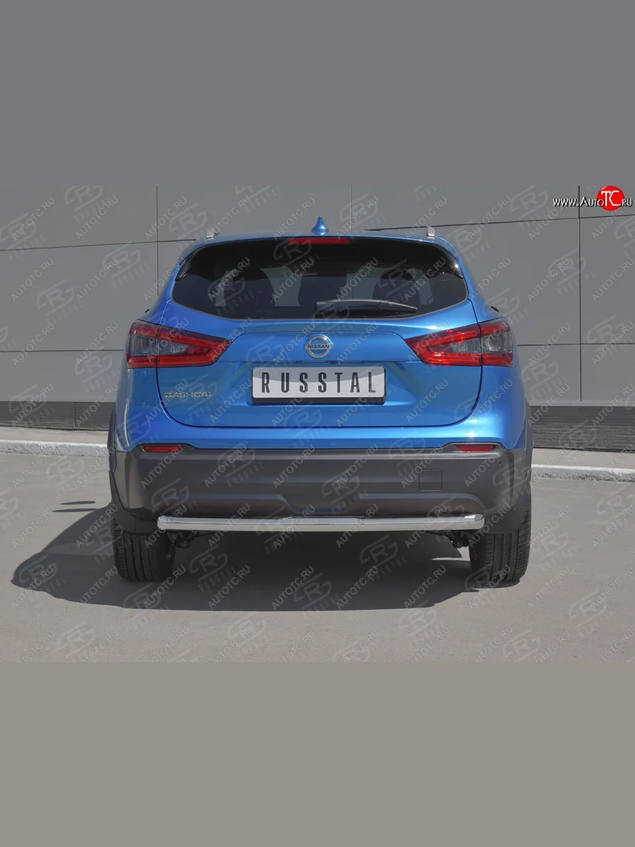 Защита заднего бампера (Ø63 мм, нержавейка) SLITKOFF Nissan Qashqai 2 J11 рестайлинг (2017-2022)  в Перми Пермском крае