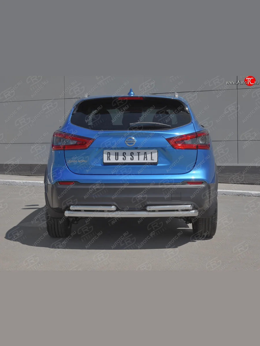 Защита заднего бампера (Ø63/42 мм, нержавейка) SLITKOFF Nissan Qashqai 2 J11 рестайлинг (2017-2022)  в Керчи Республика Крым