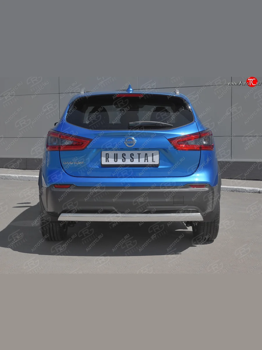 Защита заднего бампера (Ø75x42 мм, нержавейка) Russtal Nissan Qashqai 2 J11 рестайлинг (2017-2022)  в Керчи Республика Крым