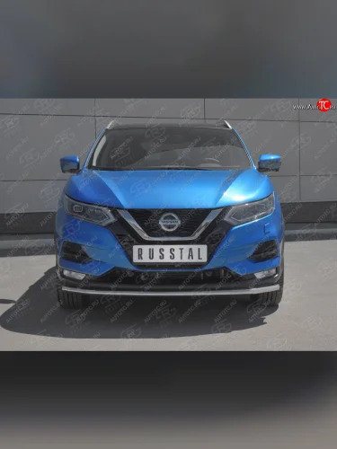 Защита переднего бампера (Ø42 мм, нержавейка) SLITKOFF Nissan Qashqai  2 (2017-2022) J11 рестайлинг