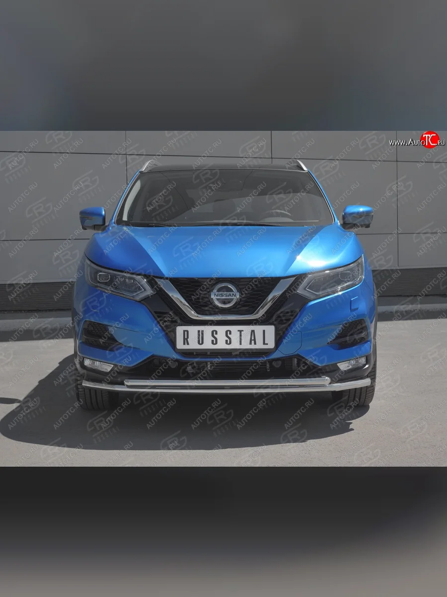 Защита переднего бампера (2 трубы Ø42 мм, нержавейка) SLITKOFF  Nissan Qashqai (2017-2022) 2  в Керчи Республика Крым