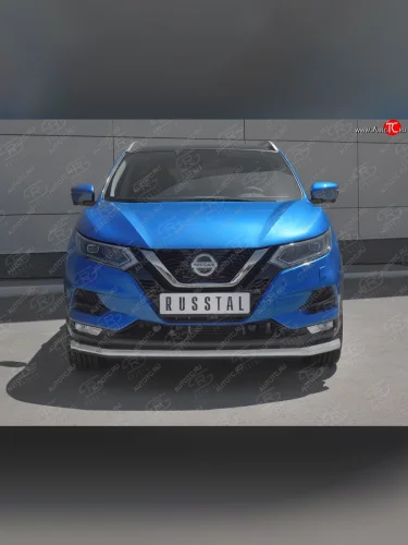 Защита переднего бампера (Ø 63 мм, нержавейка) SLITKOFF Nissan Qashqai  2 (2017-2022) J11 рестайлинг