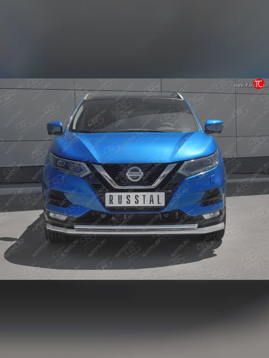 Защита переднего бампера (2 трубы Ø63 и 42 мм, нержавейка) SLITKOFF  Nissan Qashqai (2017-2022) 2  в Керчи Республика Крым