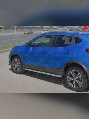 Защита порогов (Ø63 мм, нержавейка) SLITKOFF (Металлические торцы под 90°) Nissan Qashqai  2 (2017-2022) J11 рестайлинг