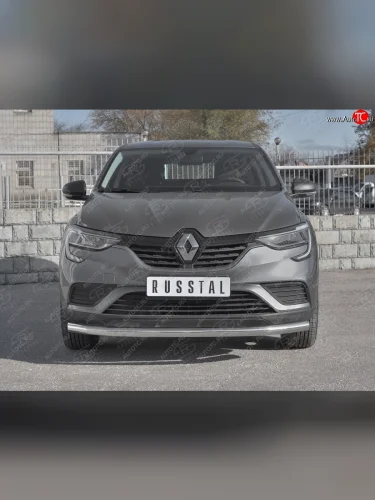 Защита переднего бампера (Ø 63 мм, нержавейка) SLITKOFF Renault Arkana (2019-2025)