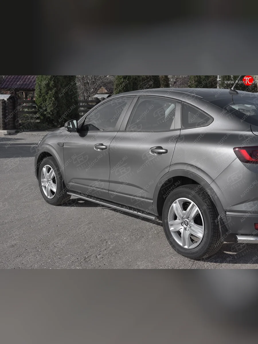 Защита порогов (Ø75x42 мм с проступью, нержавейка) Russtal Renault Arkana (2019-2025)  в Самаре Самарской области