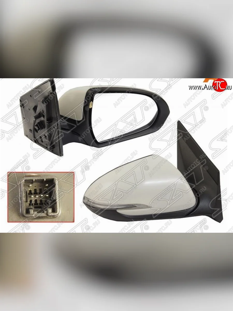 Правое боковое зеркало заднего вида SAT(правый, обогрев, поворот, 6 контактов) Hyundai Solaris HCR седан дорестайлинг (2017-2020) (Неокрашенное)  в Самаре Самарской области