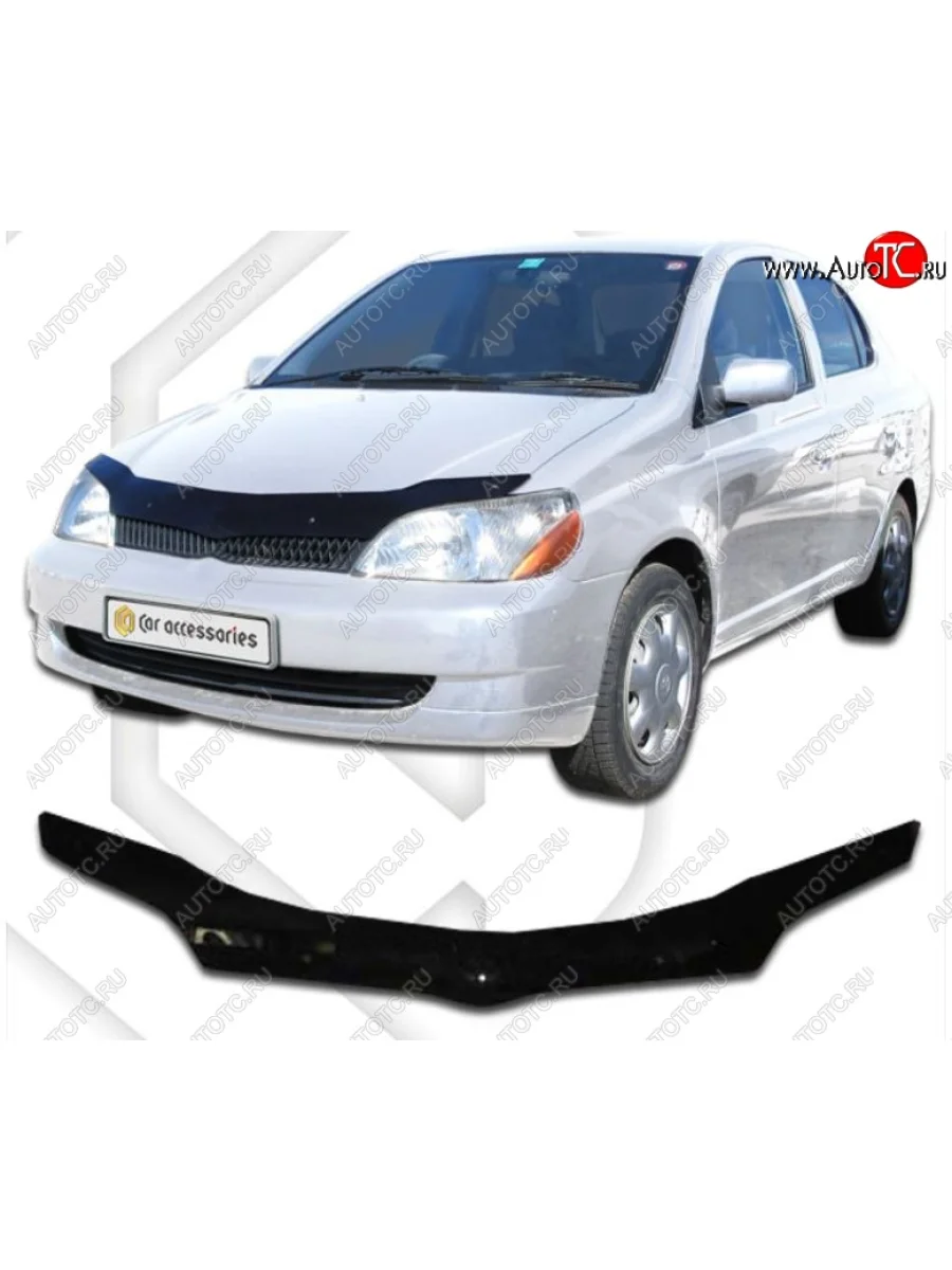 Дефлектор капота CA-Plastic Toyota Platz (1999-2002) (Classic черный, Без надписи)  в Самаре Самарской области
