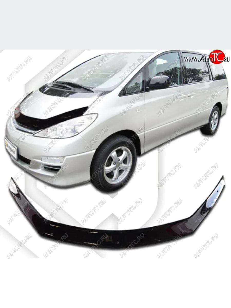 Дефлектор капота CA-Plastiс Toyota Previa 2 (2000-2006) (Classic черный, Без надписи)  в Керчи Республика Крым